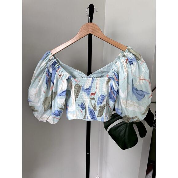 Abercrombie & Fitch‎ Pastel Cropped Balloon Sleeve Cropped Blouse - Picture 2 of 3